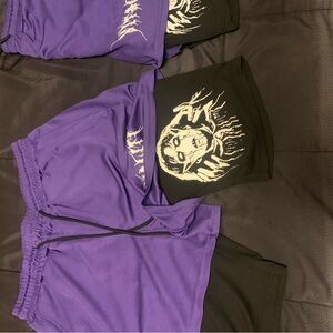 Purple and Black Graphic Shorts
